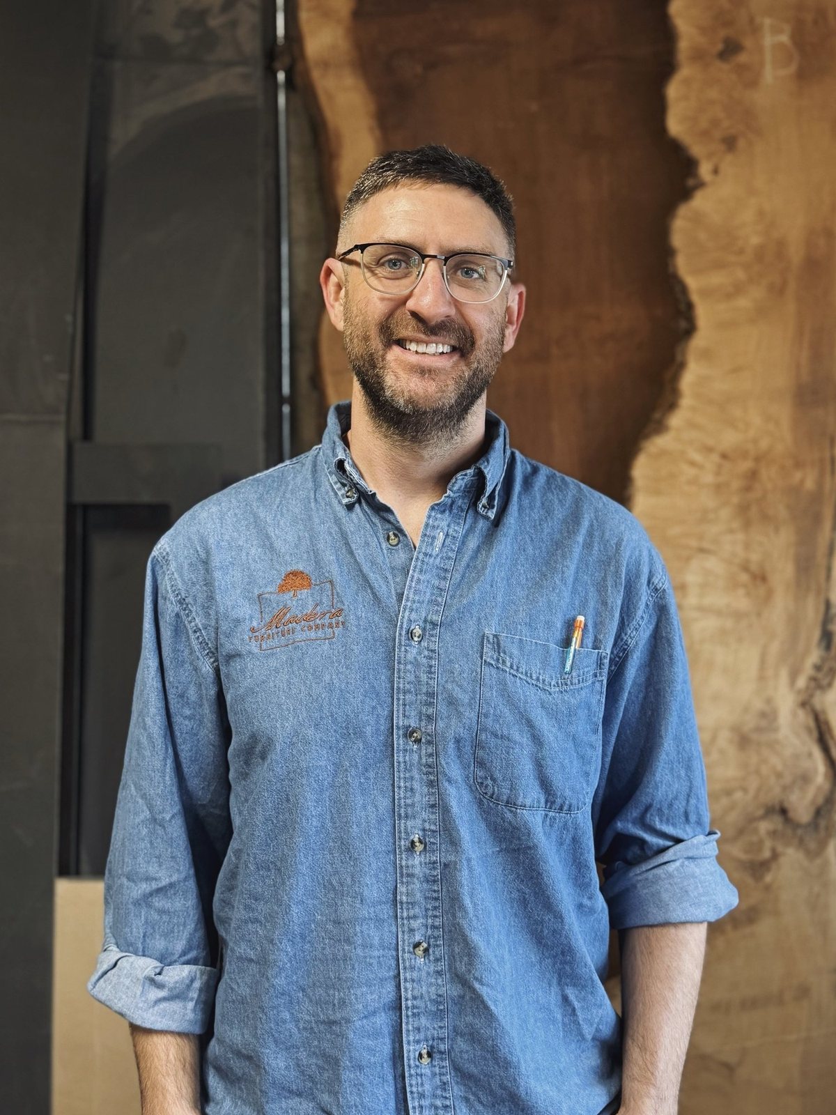 Justin, Shop Manager at Madera Furniture Company, in the Tacoma studio